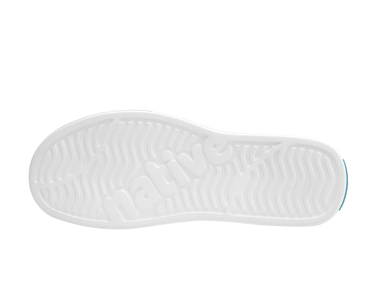 Bottom view of a Native Shoes Miles | Jiffy Black / Shell White Footwear in Jiffy Black / Shell White