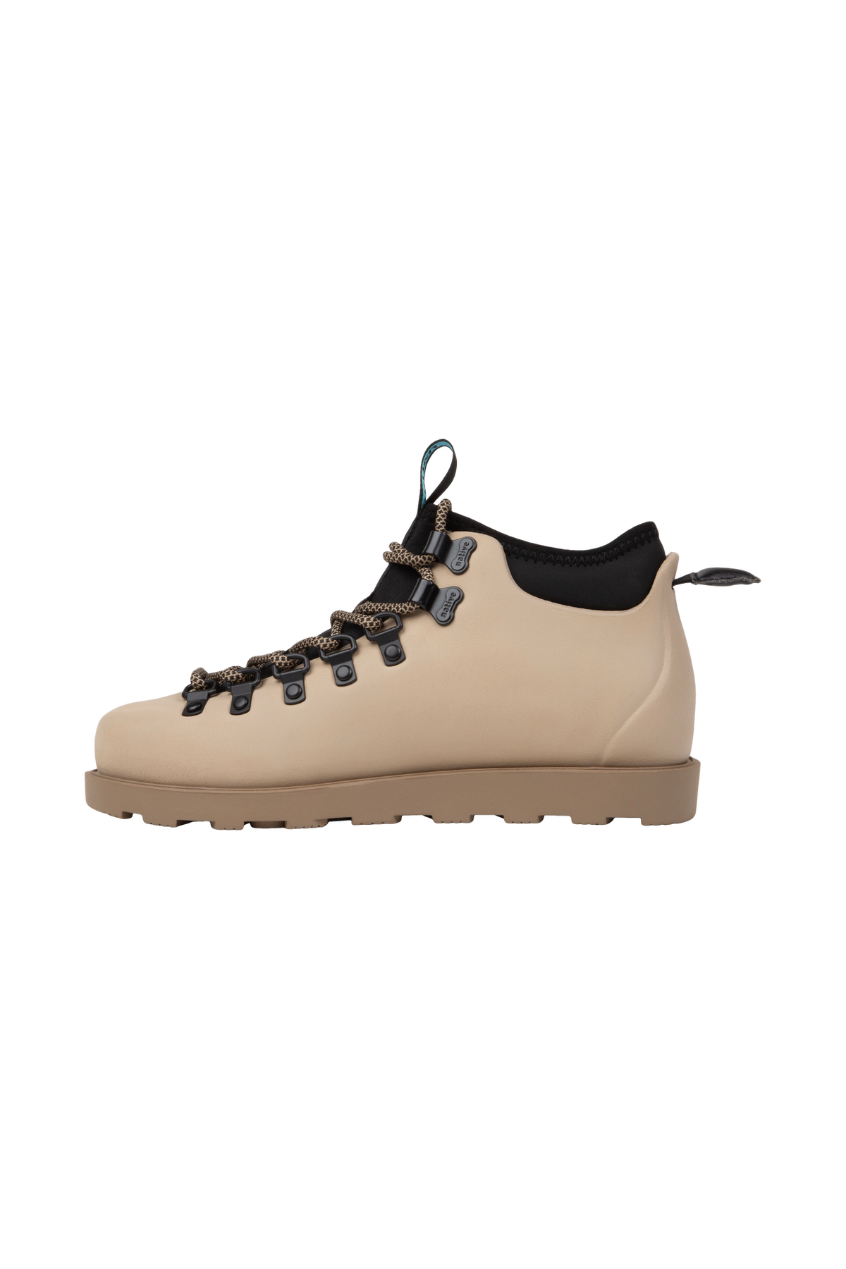 Angled view of a Native Shoes Fitzsimmons Citylite | Flax Tan / Flax Tan / Jiffy Black Footwear in Flax Tan / Flax Tan / Jiffy Black
