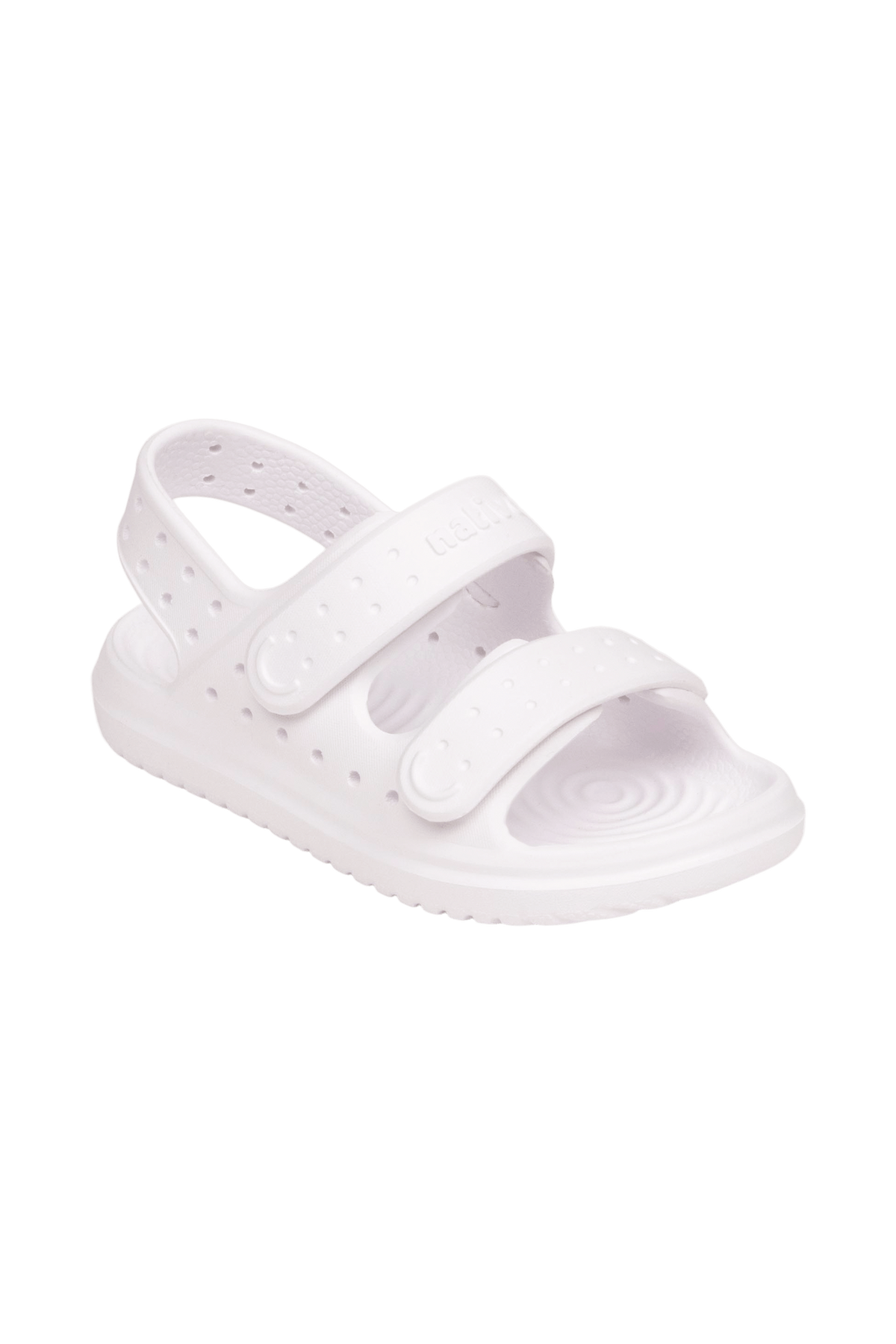 Bottom view of a Native Shoes Kids Chase Kids | Shell White / Shell White Footwear in Shell White / Shell White