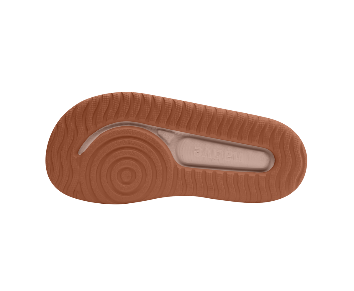 Bottom view of a Native Shoes Kids Chase Kids | Chameleon Pink / Sierra Brown Footwear in Chameleon Pink / Sierra Brown