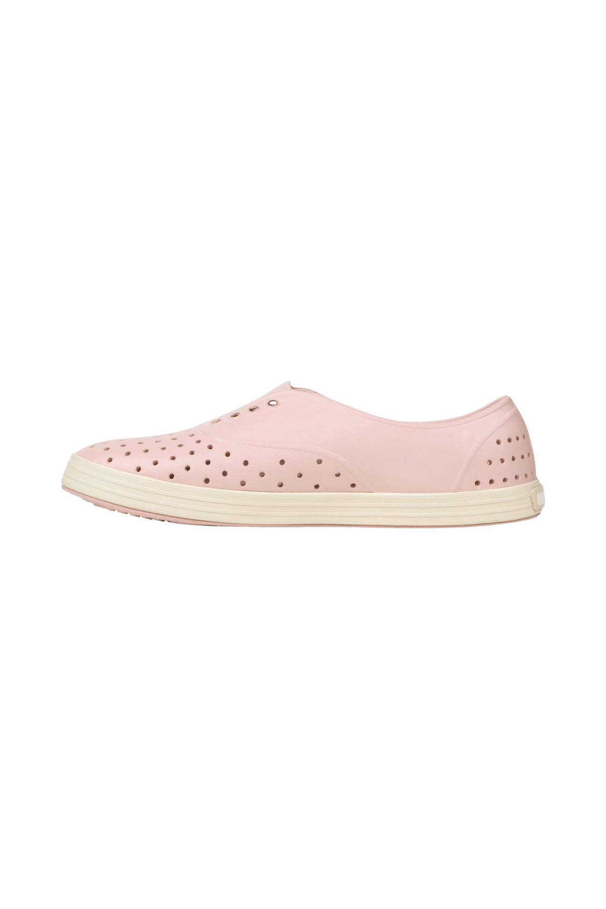 Angled view of a Native Shoes Jericho Wanderfoam | Chameleon Pink / Bone White Footwear in Chameleon Pink / Bone White