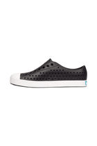 Angled view of a Native Shoes Jefferson | Jiffy Black / Shell White Footwear in Jiffy Black / Shell White
