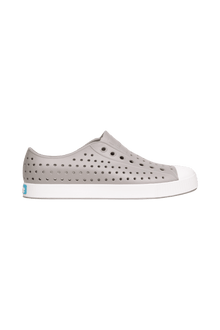 Side view of a Native Shoes Adults Jefferson Footwear in Pigeon Grey / Shell White