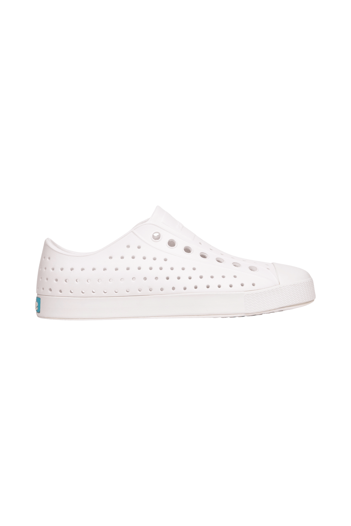 Side view of a Native Shoes Adults Jefferson Footwear in Shell White / Shell White