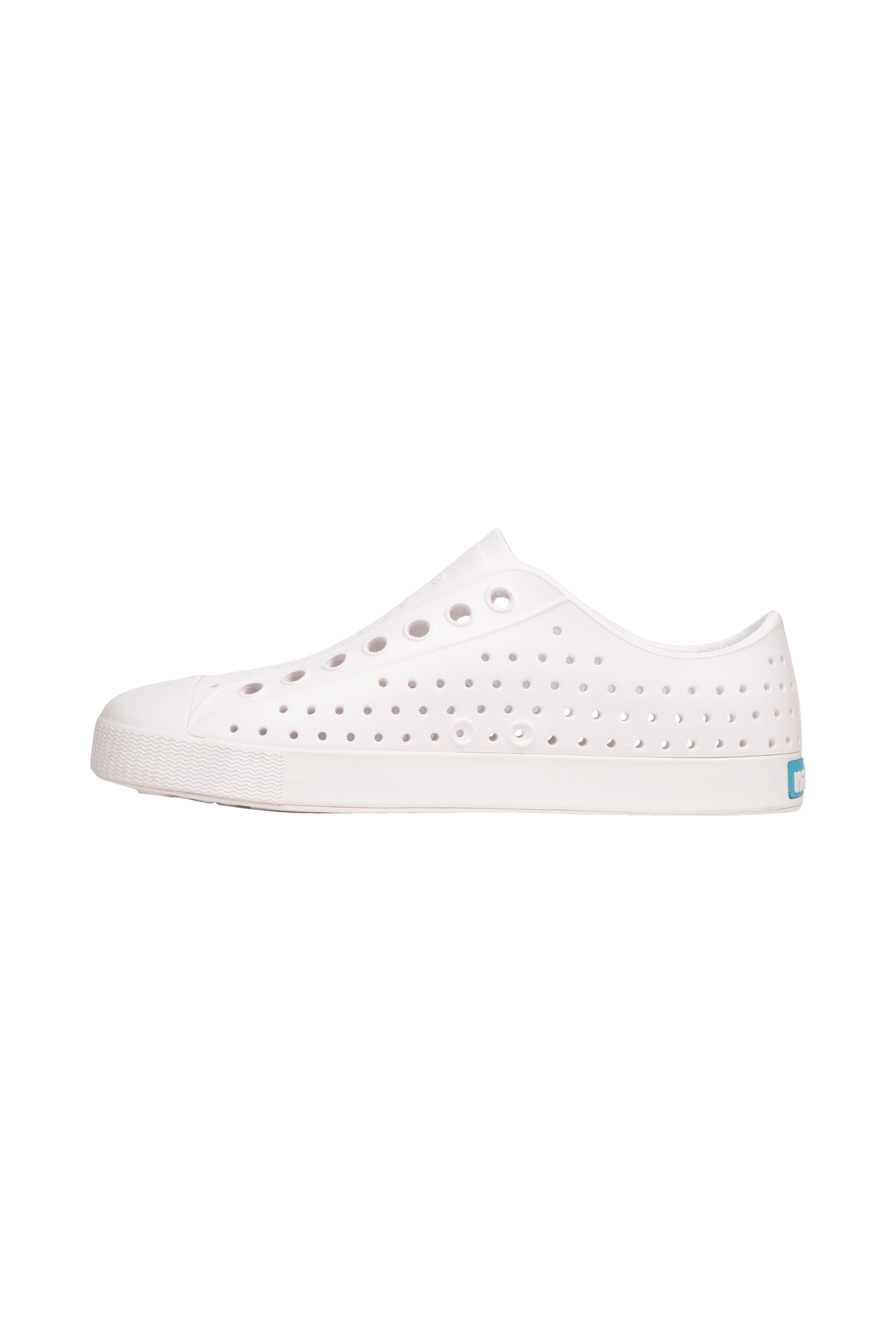 Angled view of a Native Shoes Jefferson | Shell White / Shell White Footwear in Shell White / Shell White