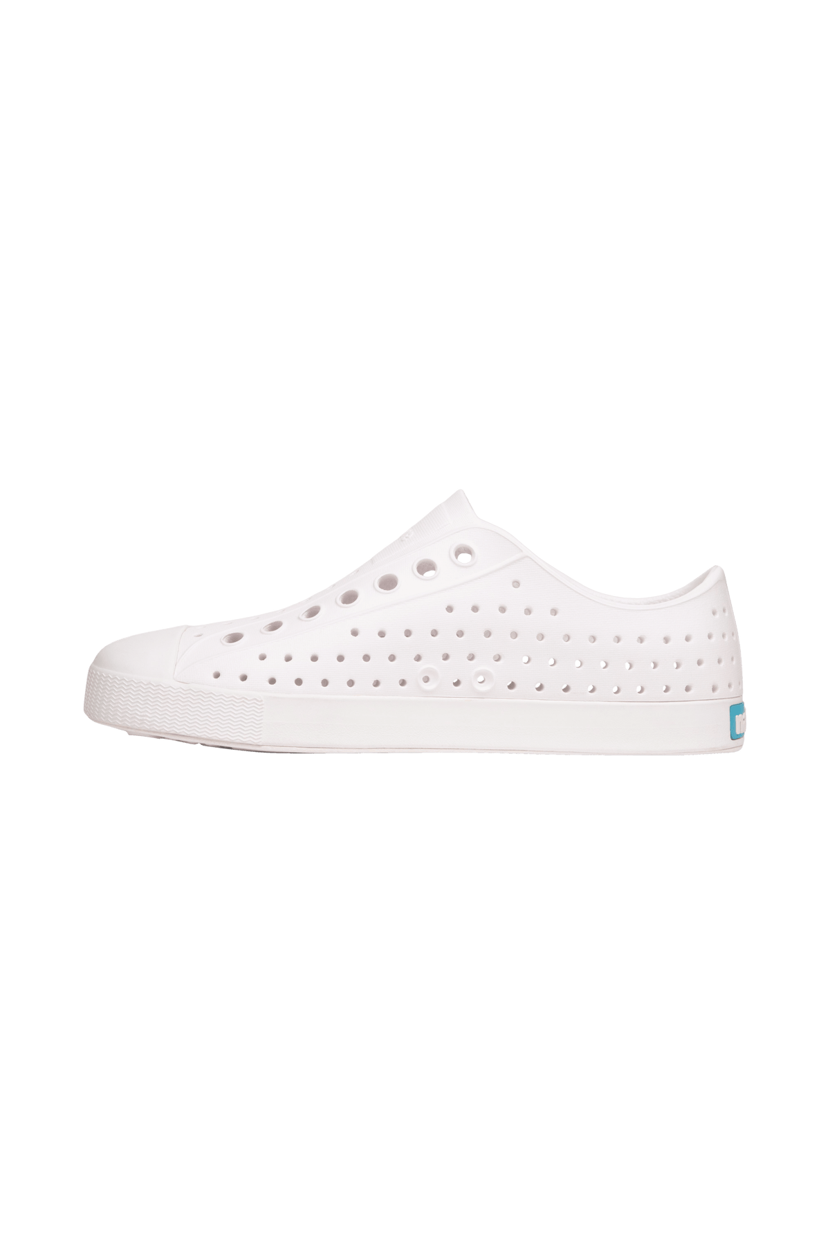Angled view of a Native Shoes Jefferson | Shell White / Shell White Footwear in Shell White / Shell White