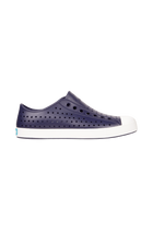Side view of a Native Shoes Adults Jefferson Footwear in Regatta Blue / Shell White