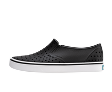 Side view of a Native Shoes Adults Miles Footwear in Jiffy Black / Shell White