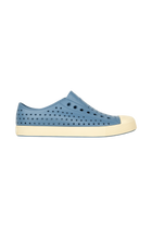 Side view of a Native Shoes Adults Jefferson Footwear in Oasis Blue / Bone White