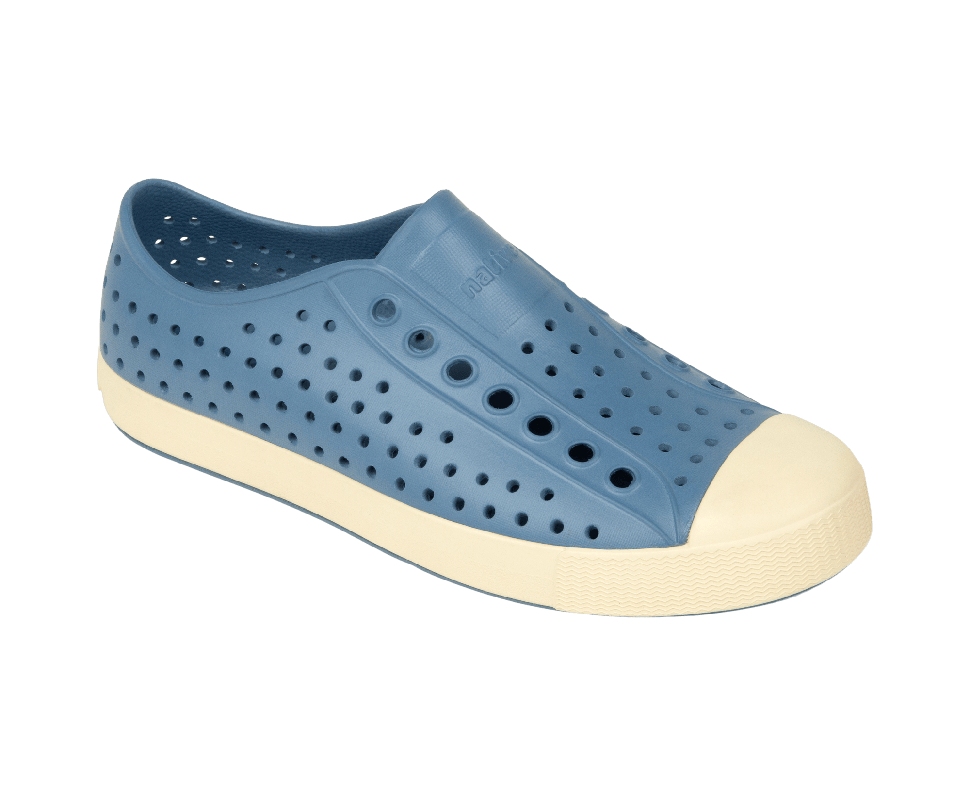 Angled view of a Native Shoes Jefferson | Oasis Blue / Bone White Footwear in Oasis Blue / Bone White