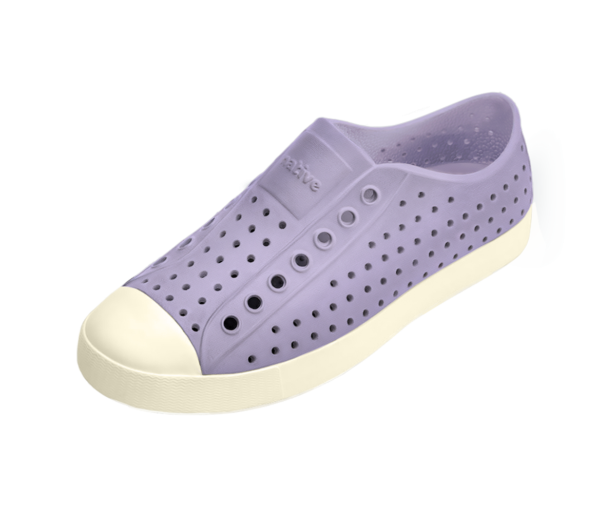 Angled view of a Native Shoes Jefferson | Taro Purple / Bone White Footwear in Taro Purple / Bone White