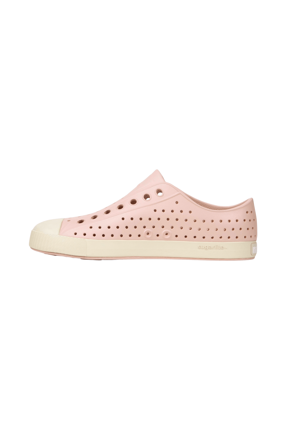 Angled view of a Native Shoes Jefferson | Chameleon Pink / Bone White Footwear in Chameleon Pink / Bone White