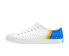 Side view of a Native Shoes Adults Jefferson Block Footwear in Shell White / Shell White / Uv City Celery Block