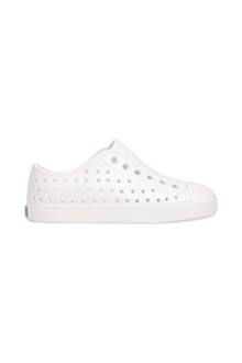 Side view of a Native Shoes Kids Jefferson Kids Footwear in Shell White / Shell White