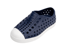 Angled view of a Native Shoes Kids Jefferson Kids | Regatta Blue / Shell White Footwear in Regatta Blue / Shell White