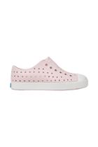 Side view of a Native Shoes Kids Jefferson Kids Footwear in Milk Pink / Shell White
