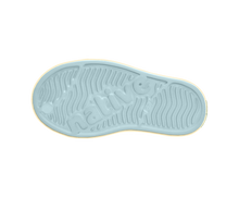Bottom view of a Native Shoes Kids Jefferson Bloom Print Kids | Dawn Blue / Bone White Speckles / Light Water Footwear in Dawn Blue / Bone White Speckles / Light Water