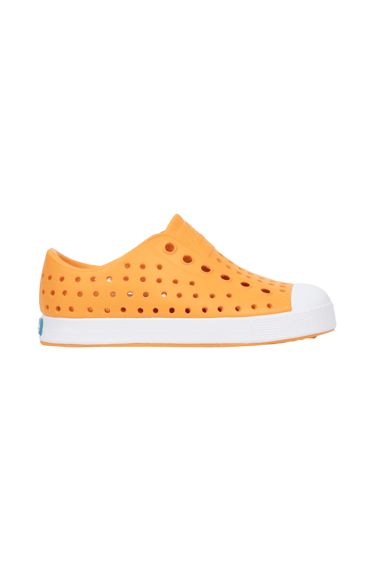 Side view of a Native Shoes Kids Jefferson Kids Footwear in Pynor/Shlwht