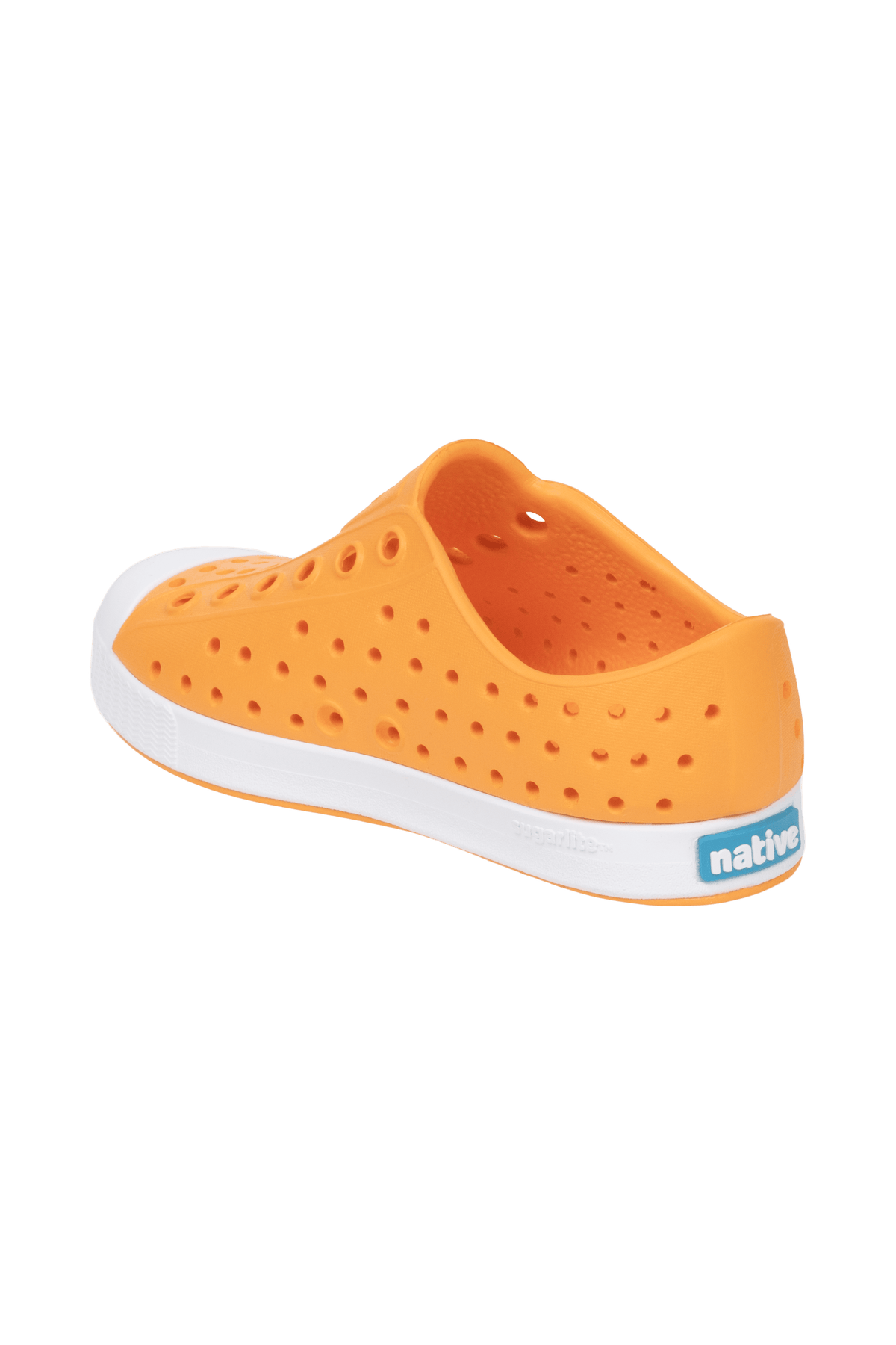 Angled view of a Native Shoes Kids Jefferson Kids | Pynor/Shlwht Footwear in Pynor/Shlwht