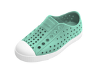 Angled view of a Native Shoes Kids Jefferson Kids | Fresco Green / Shell White Footwear in Fresco Green / Shell White