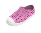 Angled view of a Native Shoes Kids Jefferson Kids | Malibu Pink / Shell White Footwear in Malibu Pink / Shell White