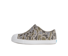 Side view of a Native Shoes Kids Jefferson Print Kids Footwear in Slkgry/Shlwht/Vetcamo