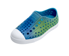 Angled view of a Native Shoes Kids Jefferson Print Kids | Aquarius Blue / Shell White / Hilly Uv Blur Footwear in Aquarius Blue / Shell White / Hilly Uv Blur