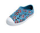 Angled view of a Native Shoes Kids Jefferson Print Kids | Aquarius Blue / Shell White / Anchors Footwear in Aquarius Blue / Shell White / Anchors