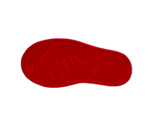 Bottom view of a Native Shoes Kids Jefferson Print Kids | Ruby Red / Shell White / Heart Fireworks Footwear in Ruby Red / Shell White / Heart Fireworks