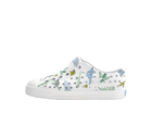 Side view of a Native Shoes Kids Jefferson Print Kids Footwear in Shell White / Shell White / Flux Alpine Dino