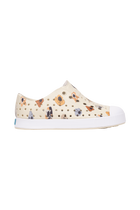 Side view of a Native Shoes Kids Jefferson Print Kids Footwear in Bnwht/Shlwht/Polkadogs