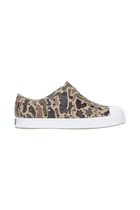 Side view of a Native Shoes Kids Jefferson Print Kids Footwear in Flxtn/Shlwht/Tuffcamo