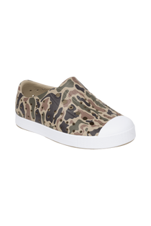 Bottom view of a Native Shoes Kids Jefferson Print Kids | Flxtn/Shlwht/Tuffcamo Footwear in Flxtn/Shlwht/Tuffcamo