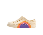 Side view of a Native Shoes Kids Jefferson Block Kids Footwear in Bone White / Bone White / Apricot Dazzle Ultra Circle