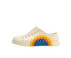 Side view of a Native Shoes Kids Jefferson Block Kids Footwear in Bone White / Bone White / Spicy Laflame Vallarta Circle