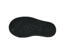 Bottom view of a Native Shoes Kids Jefferson Block Kids | Jiffy Black / Shell White / Peace Alien Block Footwear in Jiffy Black / Shell White / Peace Alien Block
