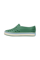 Side view of a Native Shoes Kids Miles Kids Footwear in Hntrgr/Bnwht