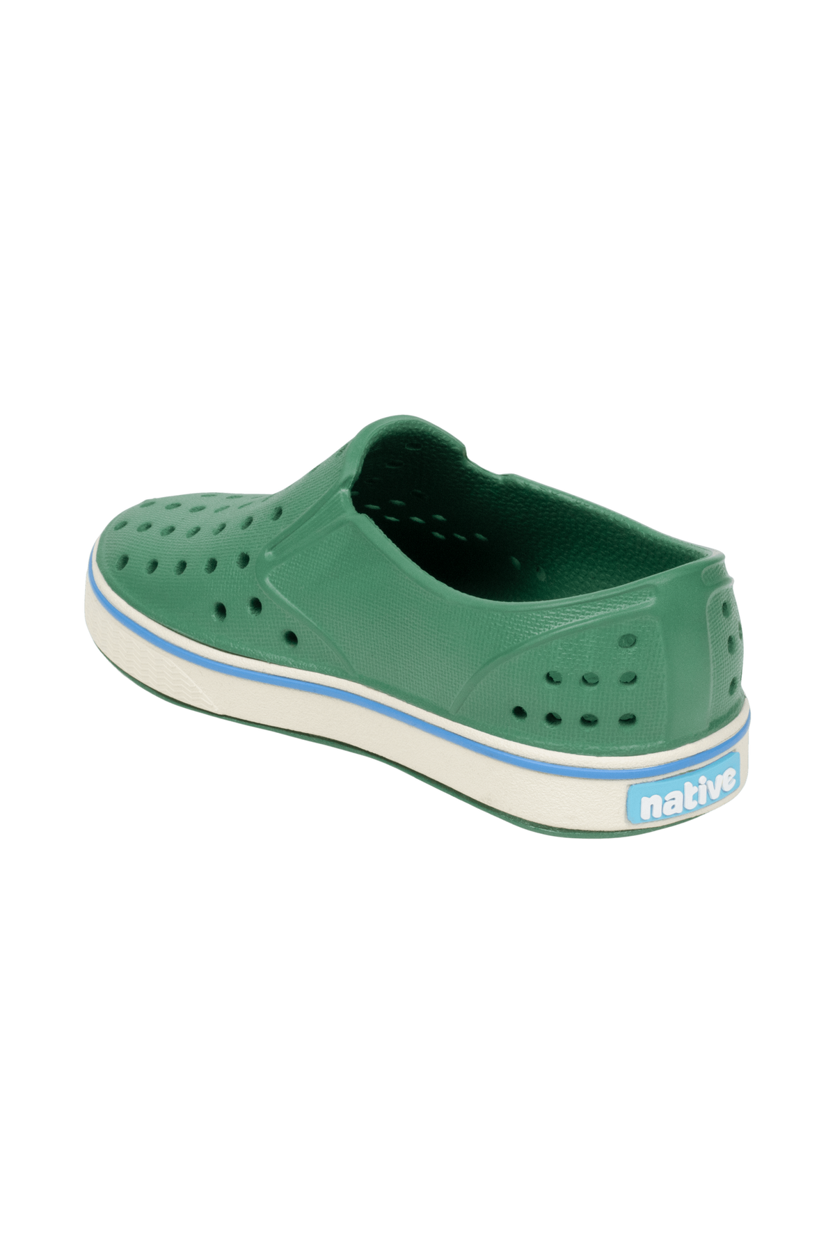 Bottom view of a Native Shoes Kids Miles Kids | Hntrgr/Bnwht Footwear in Hntrgr/Bnwht