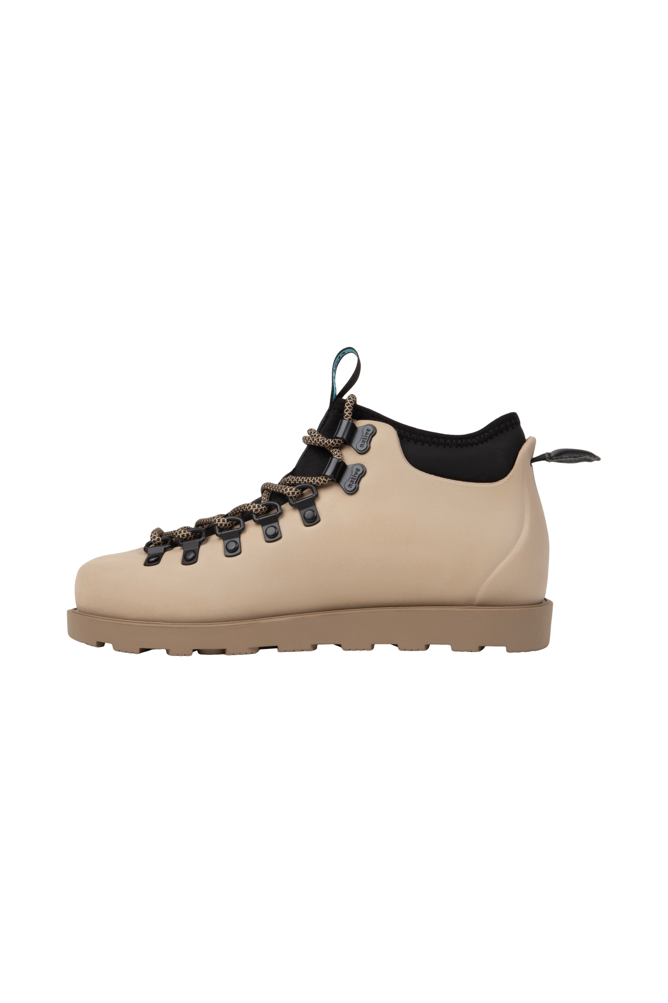 Angled view of a Native Shoes Fitzsimmons Citylite | Flax Tan / Flax Tan / Jiffy Black Footwear in Flax Tan / Flax Tan / Jiffy Black