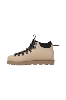 Angled view of a Native Shoes Fitzsimmons Citylite | Flax Tan / Flax Tan / Jiffy Black Footwear in Flax Tan / Flax Tan / Jiffy Black