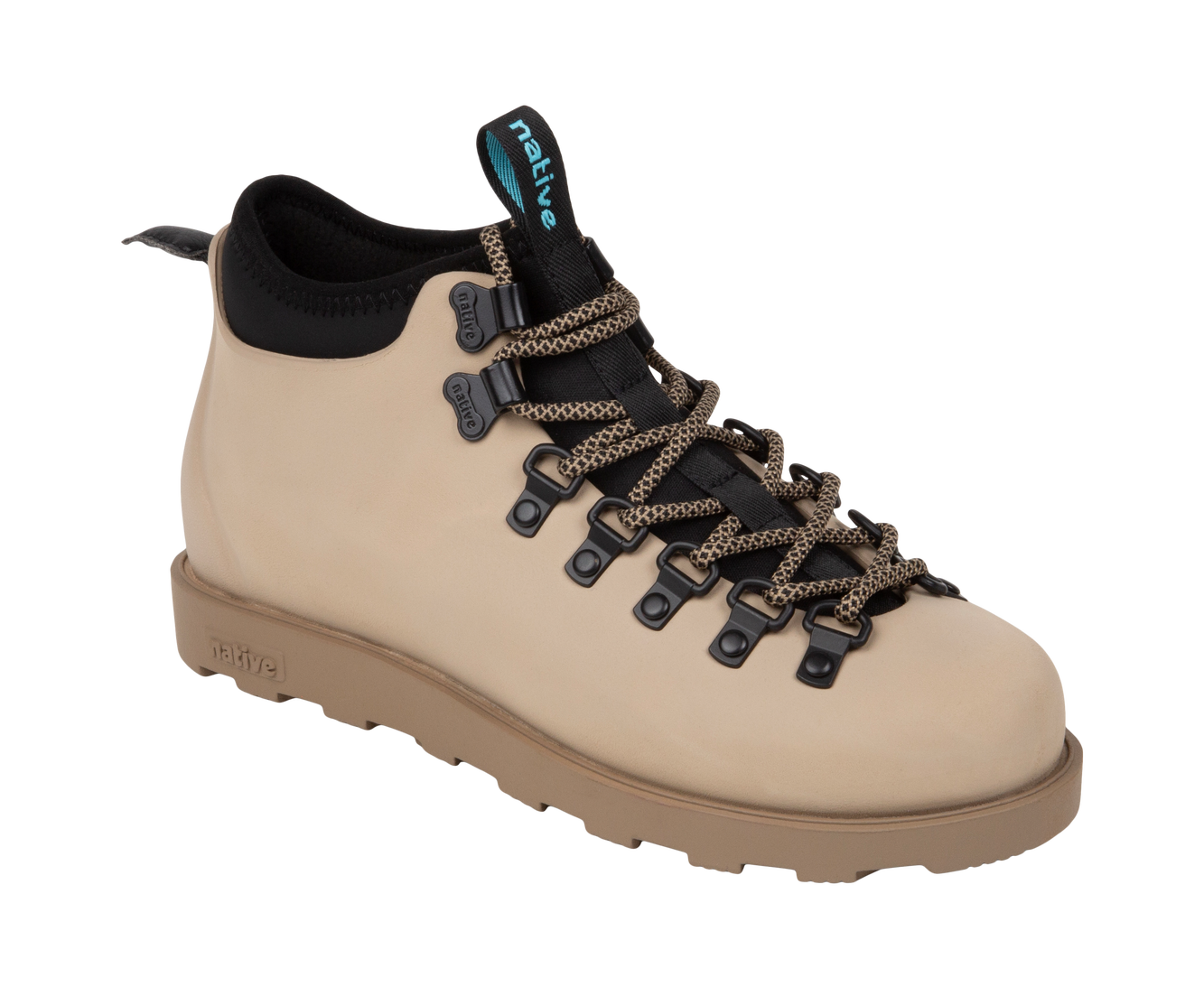 Bottom view of a Native Shoes Fitzsimmons Citylite | Flax Tan / Flax Tan / Jiffy Black Footwear in Flax Tan / Flax Tan / Jiffy Black