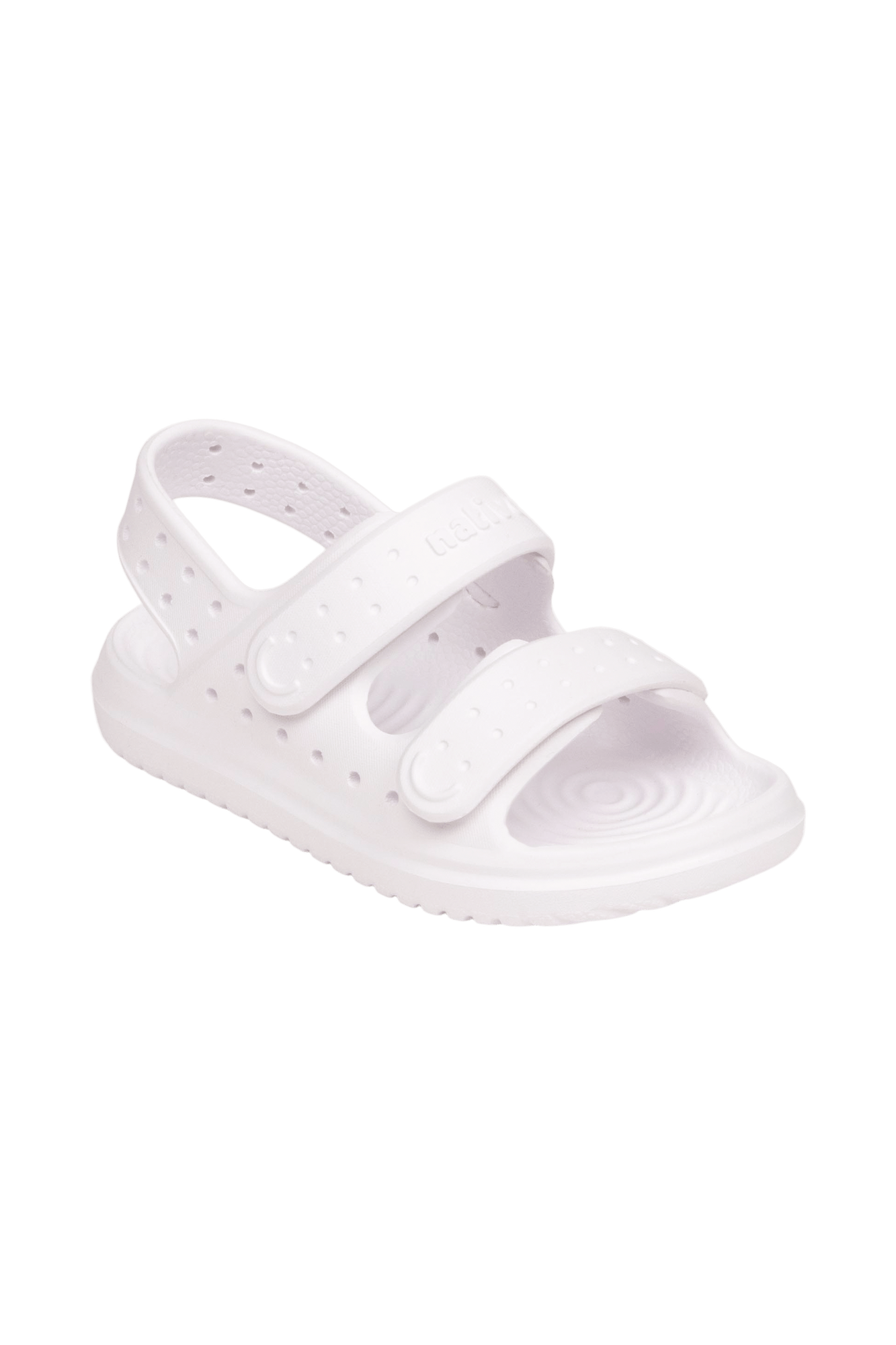 Bottom view of a Native Shoes Kids Chase Kids | Shell White / Shell White Footwear in Shell White / Shell White
