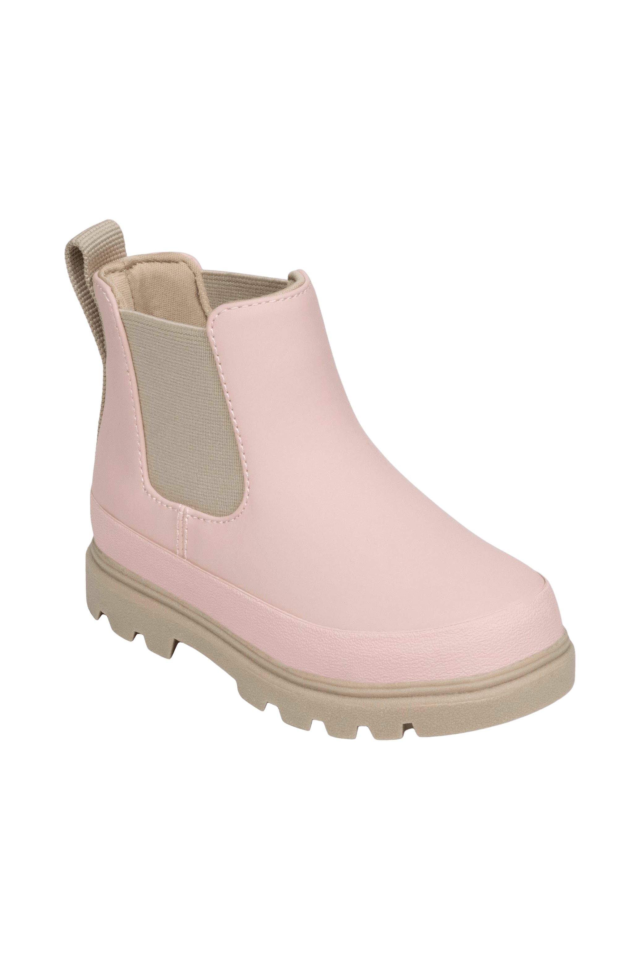 Bottom view of a Native Shoes Kids Kensington Chelsea Kids | Chameleon Pink / Flax Tan Footwear in Chameleon Pink / Flax Tan