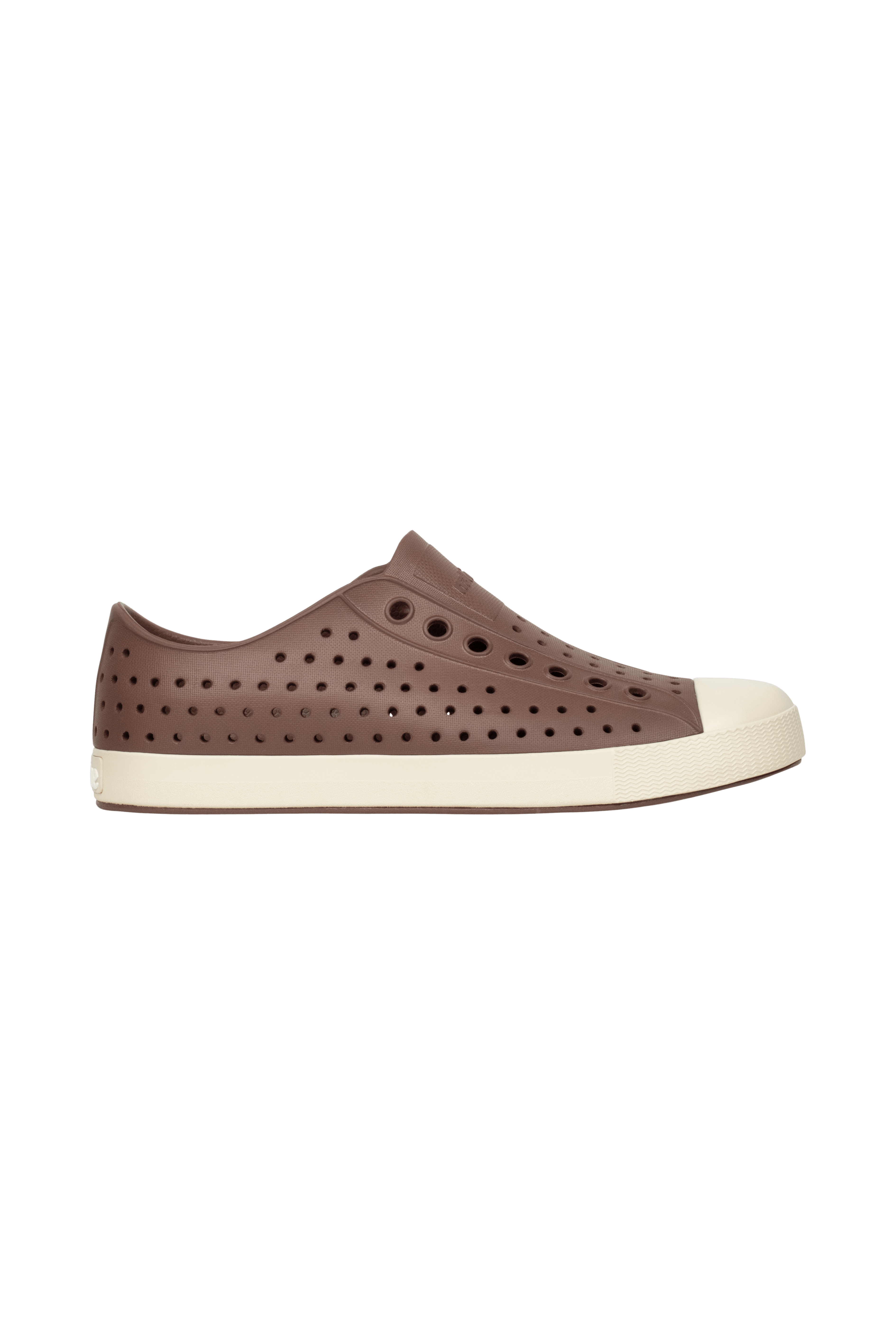 Side view of a Native Shoes™ Adults Jefferson Footwear in Bitter Brown / Bone White