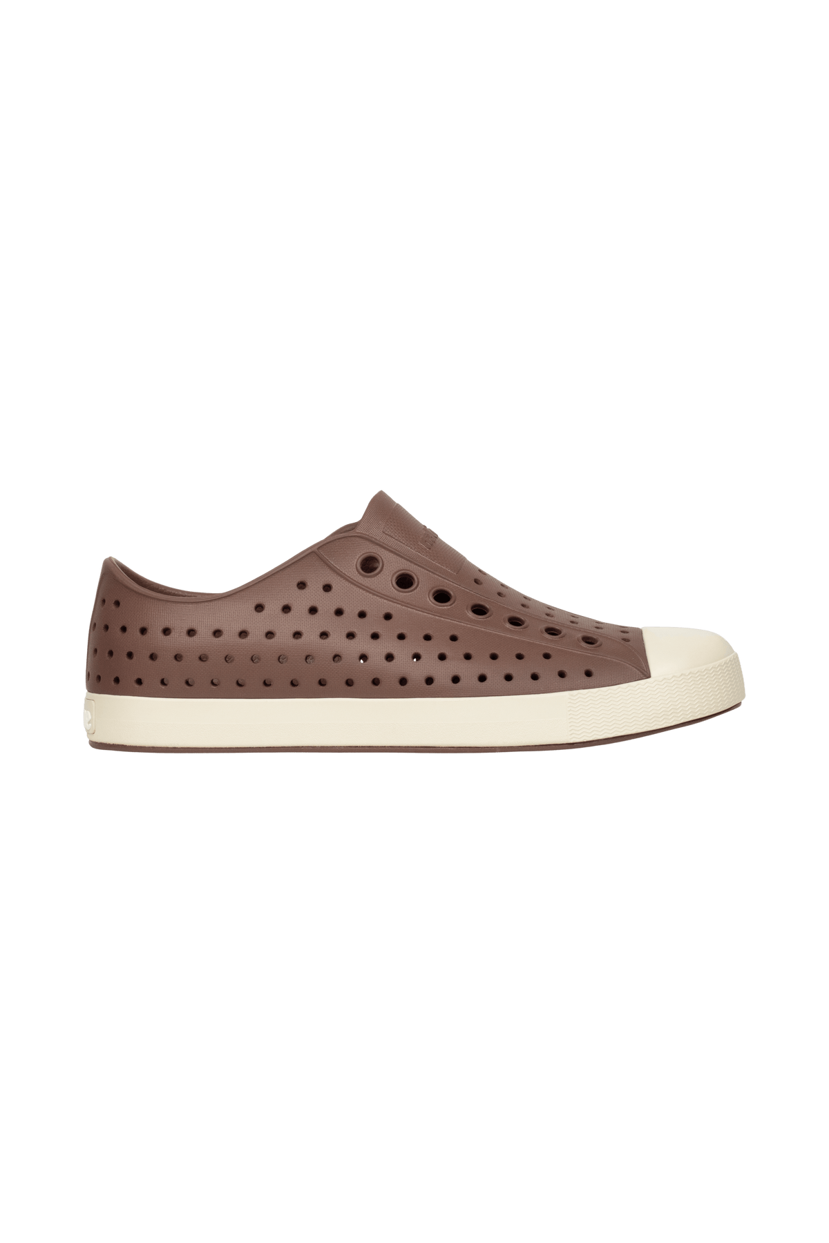 Side view of a Native Shoes™ Adults Jefferson Footwear in Bitter Brown / Bone White