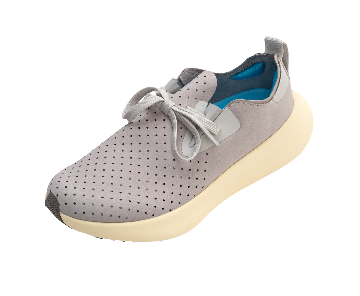 Angled view of a Native Shoes Apollo 10 | Ghost Grey / Tapioca Off White Footwear in Ghost Grey / Tapioca Off White