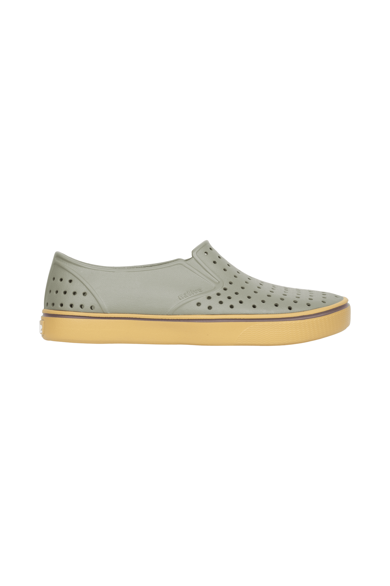 Side view of a Native Shoes Adults Miles Wanderfoam Footwear in Vetgry/Hevbr
