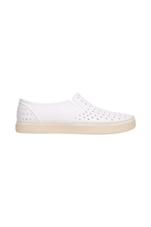 Side view of a Native Shoes Adults Miles Wanderfoam Footwear in Shell White / Bone White