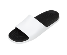 Angled view of a Native Shoes Spencer Lx Wanderfoam | Shell White / Jiffy Black Footwear in Shell White / Jiffy Black