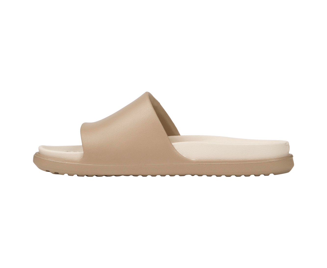 Angled view of a Native Shoes Spencer Lx Wanderfoam | Flax Tan / Bone White Footwear in Flax Tan / Bone White